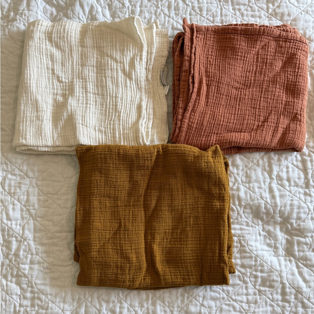 Parachute Home Cotton Muslin Baby Swaddle Blankets - Set of 3